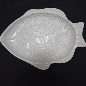 Cerutil Portugal White Stoneware Fish Platter Plate Dish P160 14 Portugal